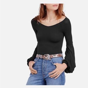 Free people to the tropics long sleeve black shirt